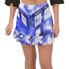 Tardis Doctor Who Blue Travel Machine Fishtail Mini Chiffon Skirt by Cendanart