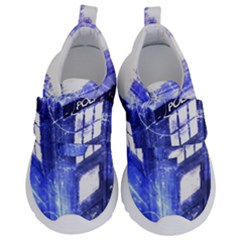 Tardis Doctor Who Blue Travel Machine Kids  Velcro No Lace Shoes by Cendanart