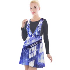 Tardis Doctor Who Blue Travel Machine Plunge Pinafore Velour Dress by Cendanart