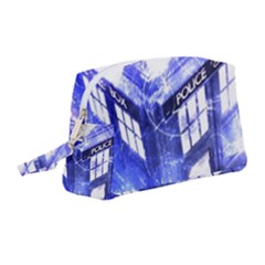 Tardis Doctor Who Blue Travel Machine Wristlet Pouch Bag (medium) by Cendanart