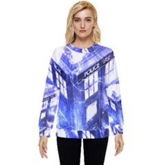 Tardis Doctor Who Blue Travel Machine Hidden Pocket Sweatshirt by Cendanart