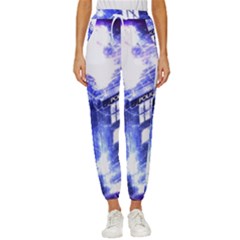 Tardis Doctor Who Blue Travel Machine Women s Cropped Drawstring Pants by Cendanart