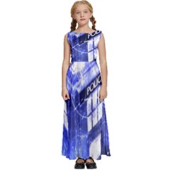 Tardis Doctor Who Blue Travel Machine Kids  Satin Sleeveless Maxi Dress by Cendanart