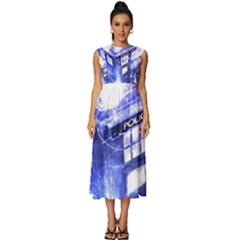 Tardis Doctor Who Blue Travel Machine Sleeveless Round Neck Midi Dress by Cendanart