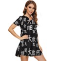 Japanese Basic Kanji Anime Dark Minimal Words Tiered Short Sleeve Babydoll Dress View2