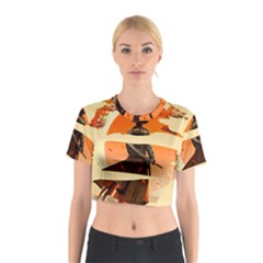 Samurai Art Ninja Katana Anime Aesthetic  Japanese Lore Style Mythology Retro Classic Warrior Cotton Crop Top by Bedest