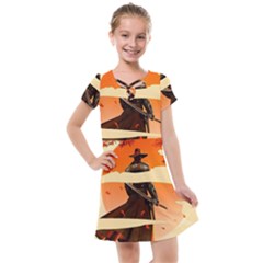 Samurai Art Ninja Katana Anime Aesthetic  Japanese Lore Style Mythology Retro Classic Warrior Kids  Cross Web Dress by Bedest