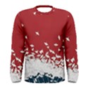 Red Sun Sea Waves Bird Japanese Art Minimalist Men s Long Sleeve T-Shirt View1