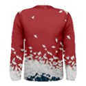 Red Sun Sea Waves Bird Japanese Art Minimalist Men s Long Sleeve T-Shirt View2