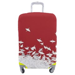 Red Sun Sea Waves Bird Japanese Art Minimalist Luggage Cover (medium) by Bedest