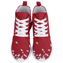 Red Sun Sea Waves Bird Japanese Art Minimalist Women s Lightweight High Top Sneakers by Bedest