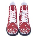 Red Sun Sea Waves Bird Japanese Art Minimalist Kid s High-Top Canvas Sneakers View1