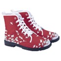 Red Sun Sea Waves Bird Japanese Art Minimalist Kid s High-Top Canvas Sneakers View3