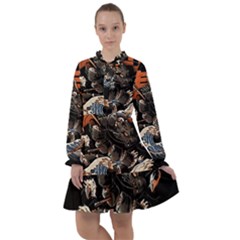 Sushi Dragon Japanese All Frills Chiffon Dress by Bedest