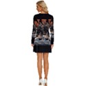 Sushi Dragon Japanese Long Sleeve Deep V Mini Dress  View4