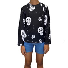 Skull Pattern Kids  Long Sleeve Swimwear by Ket1n9