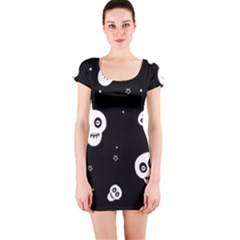 Skull Pattern Short Sleeve Bodycon Dress by Ket1n9