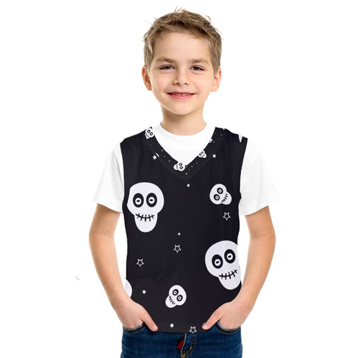 Skull Pattern Kids  Basketball Tank Top