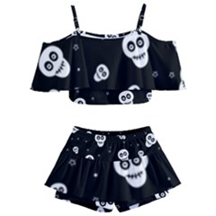 Skull Pattern Kids  Off Shoulder Skirt Bikini by Ket1n9