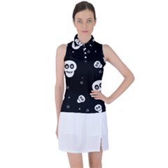 Skull Pattern Women s Sleeveless Polo T-shirt by Ket1n9