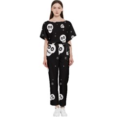 Skull Pattern Batwing Lightweight Chiffon Jumpsuit by Ket1n9