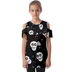 Skull Pattern Fold Over Open Sleeve Top by Ket1n9