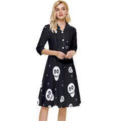 Skull Pattern Classy Knee Length Dress by Ket1n9