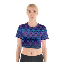 Skull Pattern Wallpaper Cotton Crop Top by Ket1n9