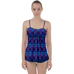 Skull Pattern Wallpaper Babydoll Tankini Top