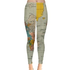 Vintage World Map Everyday Leggings  by Ket1n9