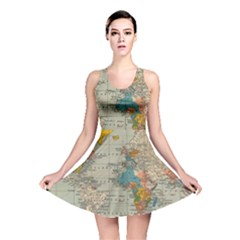 Vintage World Map Reversible Skater Dress by Ket1n9