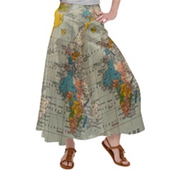 Vintage World Map Women s Satin Palazzo Pants by Ket1n9