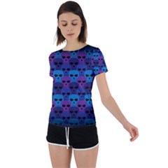 Skull Pattern Wallpaper Back Circle Cutout Sports T-shirt by Ket1n9