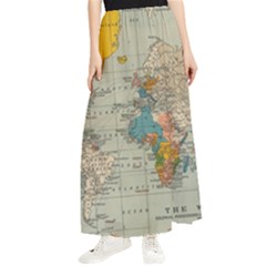 Vintage World Map Maxi Chiffon Skirt by Ket1n9