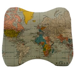 Vintage World Map Velour Head Support Cushion by Ket1n9