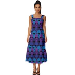 Skull Pattern Wallpaper Square Neckline Tiered Midi Dress by Ket1n9