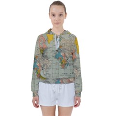 Vintage World Map Women s Tie Up Sweat by Ket1n9