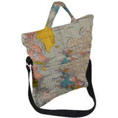 Vintage World Map Fold Over Handle Tote Bag by Ket1n9