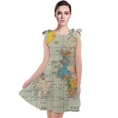 Vintage World Map Tie Up Tunic Dress by Ket1n9