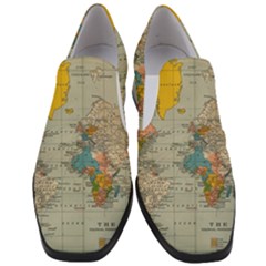 Vintage World Map Women Slip On Heel Loafers by Ket1n9