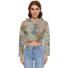 Vintage World Map Women s Lightweight Cropped Hoodie by Ket1n9