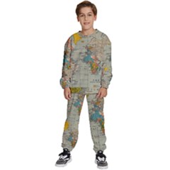 Vintage World Map Kids  Sweatshirt Set by Ket1n9