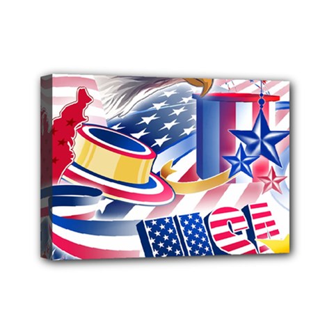 United States Of America Usa  Images Independence Day Mini Canvas 7  X 5  (stretched) by Ket1n9