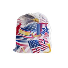 United States Of America Usa  Images Independence Day Drawstring Pouch (large) by Ket1n9