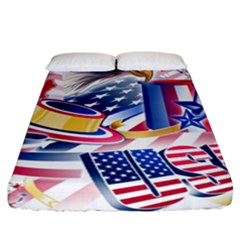 United States Of America Usa  Images Independence Day Fitted Sheet (california King Size) by Ket1n9