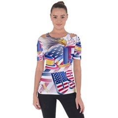 United States Of America Usa  Images Independence Day Shoulder Cut Out Short Sleeve Top