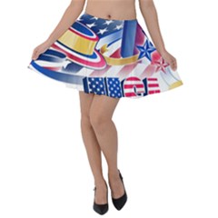 United States Of America Usa  Images Independence Day Velvet Skater Skirt by Ket1n9