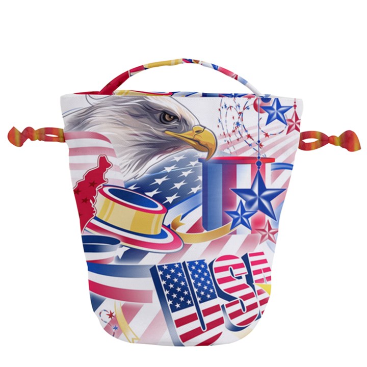 United States Of America Usa  Images Independence Day Drawstring Bucket Bag