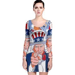 Independence Day United States Of America Long Sleeve Velvet Bodycon Dress by Ket1n9