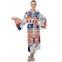 Independence Day United States Of America Maxi Velvet Kimono